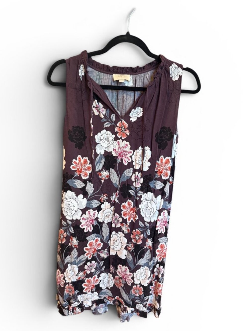 LOFT Outlet Petite Plum Floral Tank Top Medium Petite